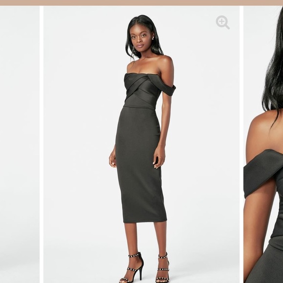 Off the Shoulder BodyCon Dress- Black - Picture 3 of 6